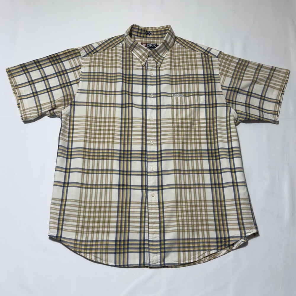 Chaps Ralph Lauren Yellow and Blue‎ Plaid XL Casual Button Down Shirt Excellent